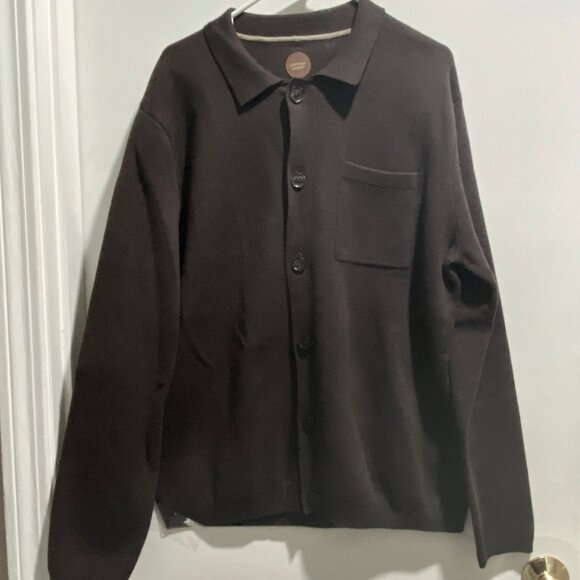 Country Old Money Quiet Luxury Minimal Preppy Cotton Cardigan Polo Layer Top L - Picture 1 of 9